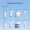 Caudéla skincare products with morning and night routine steps on a blue background