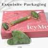 Jade roller and gua sha tool with 'IeyMe' packaging on a white background