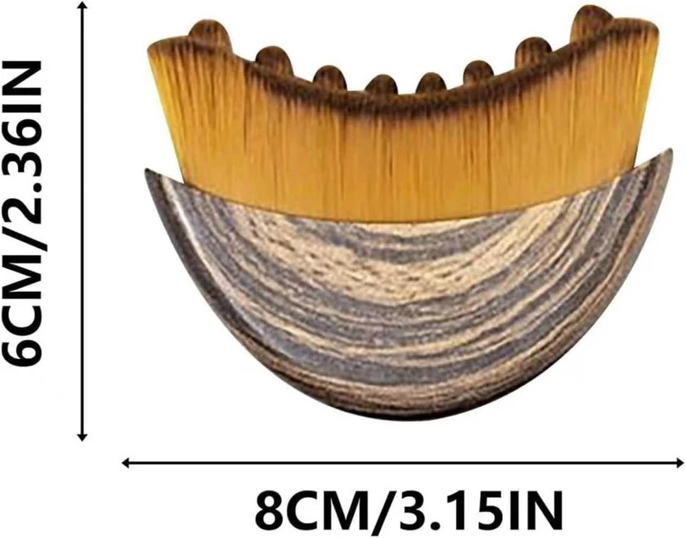 Wooden comb with measurements on a white background
