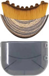Wooden comb and gray plastic case on a white background