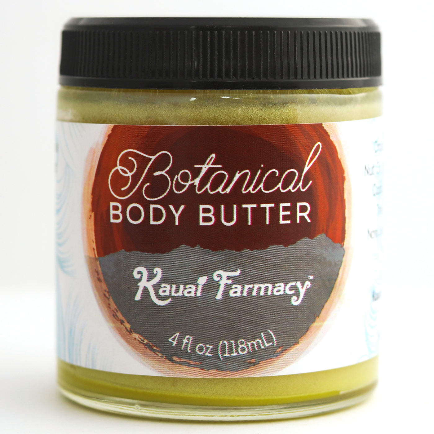 Jar of Botanical Body Butter from Kauai Farmacy on a white background