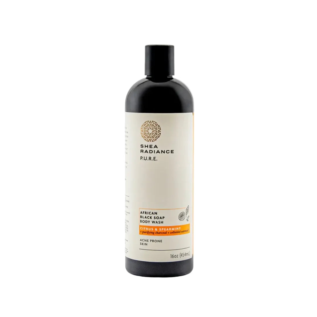 Shea Radiance Pure body wash bottle on a white background