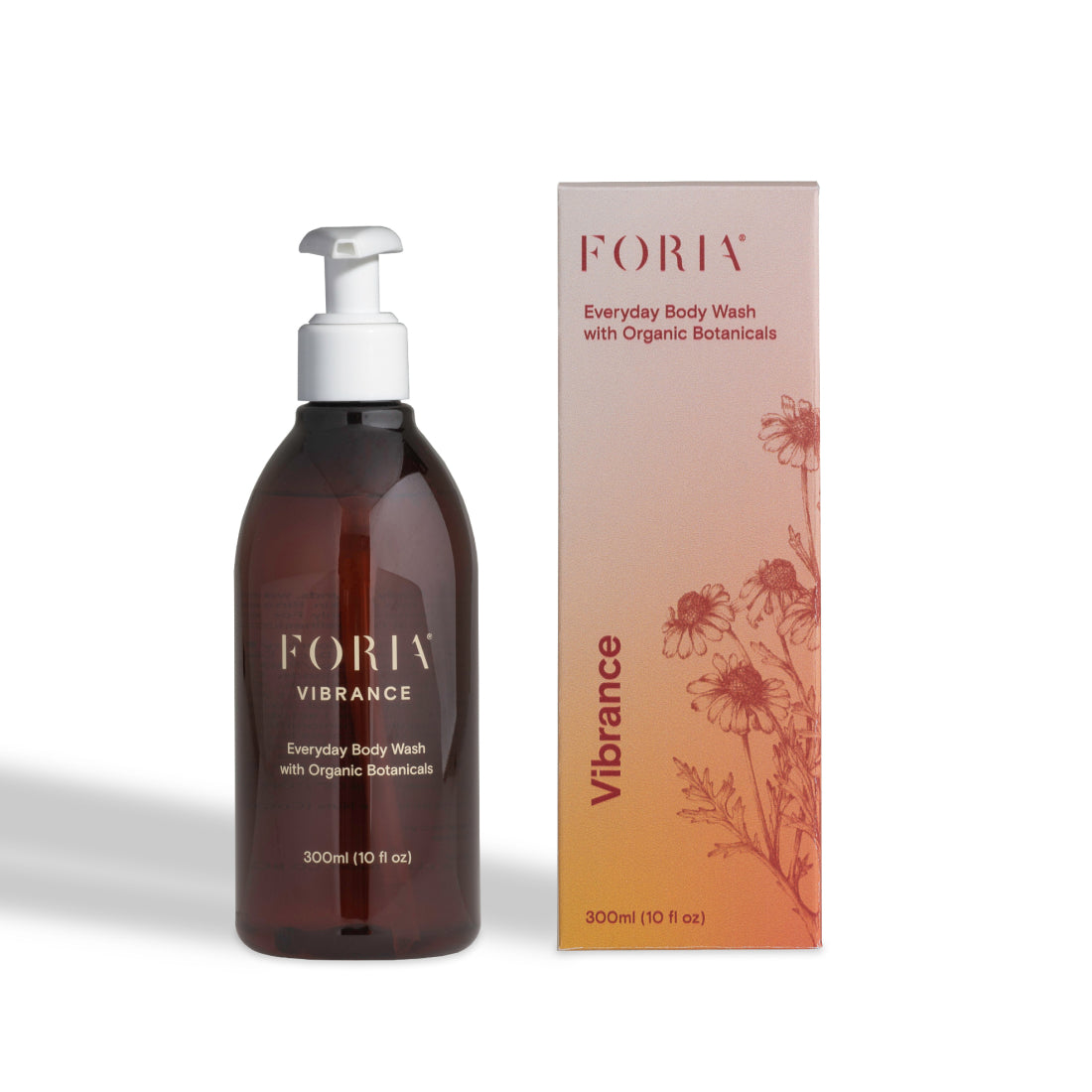 FORIA body wash bottle and packaging on a white background