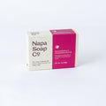 Napa Soap Co. grapefruit pomegranate soap bar packaging on a white background