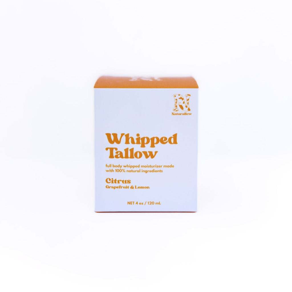 Box of Whipped Tallow moisturizer on a white background