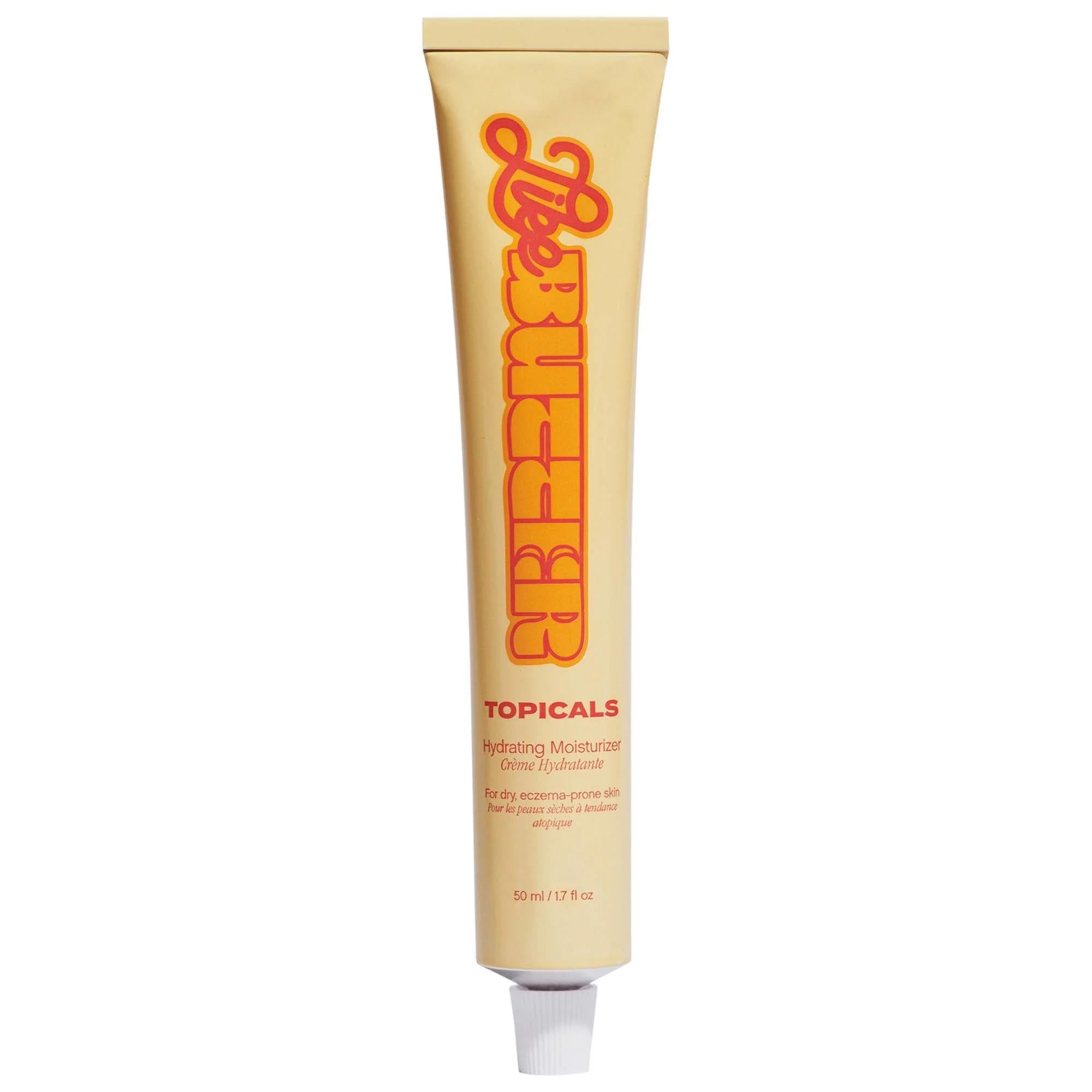 Tube of 'Topicals' moisturizer on a white background