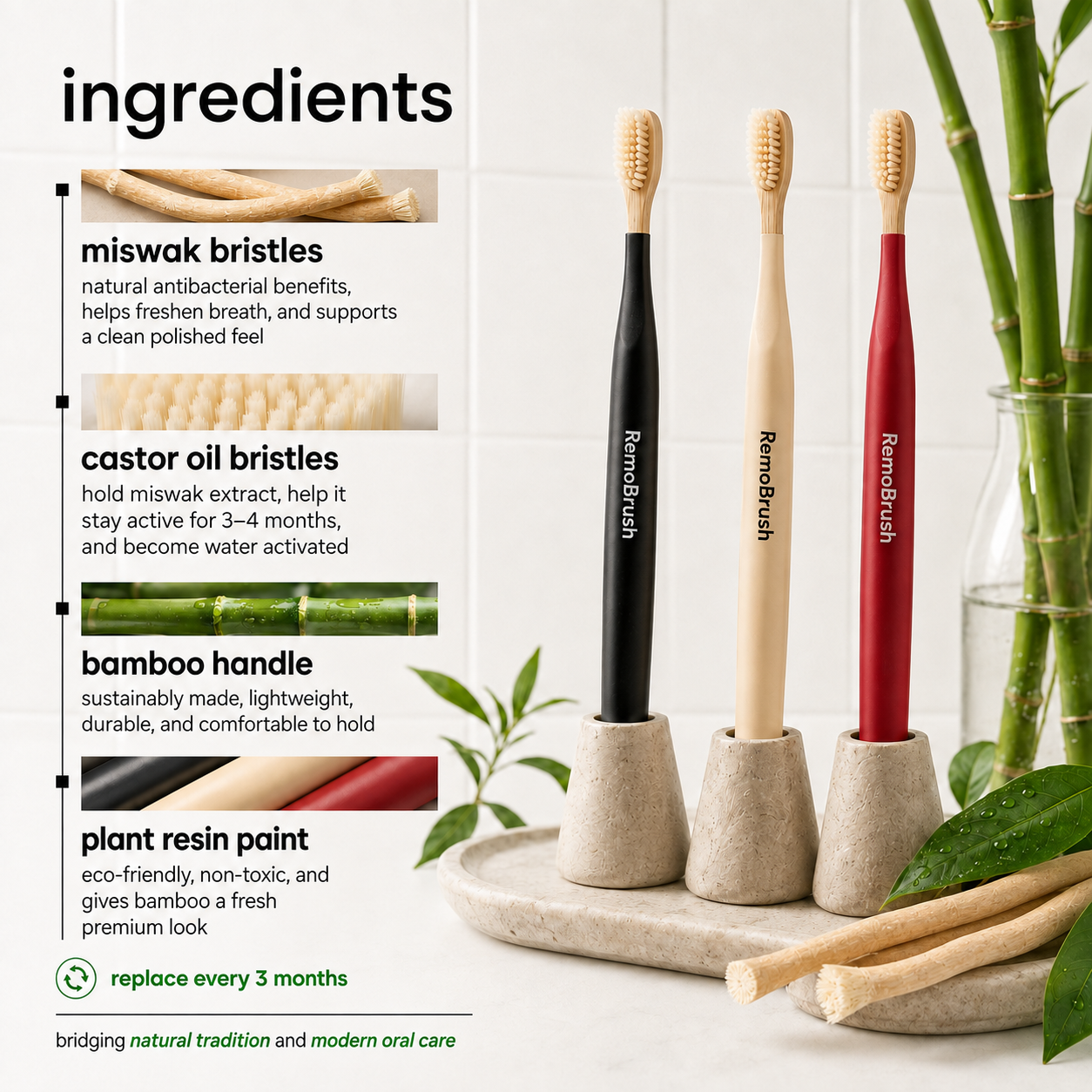 RemoBrush – Miswak Bristles Bamboo Toothbrush