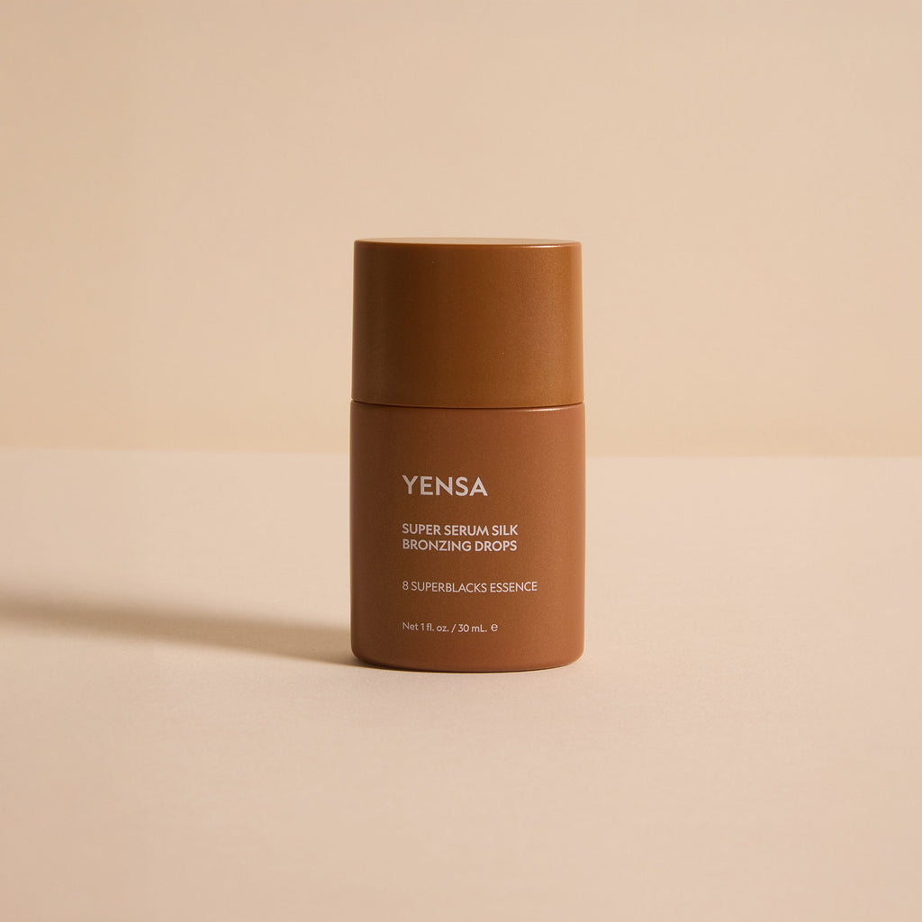Brown bottle with 'Yensa' branding on a beige background