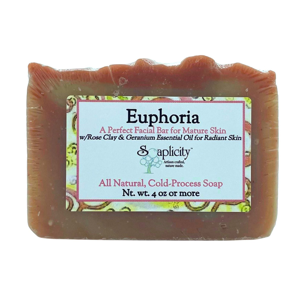Bar of soap with a label on a white background